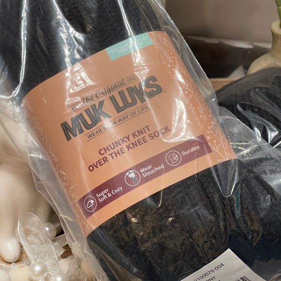 MUK LUKS Chunky Rib Over The Knee Socks in “Ebony” Black - Picture 11 of 11